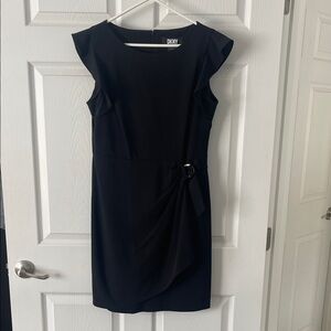 DKNY Black Mini Dress with Ruffle Sleeves